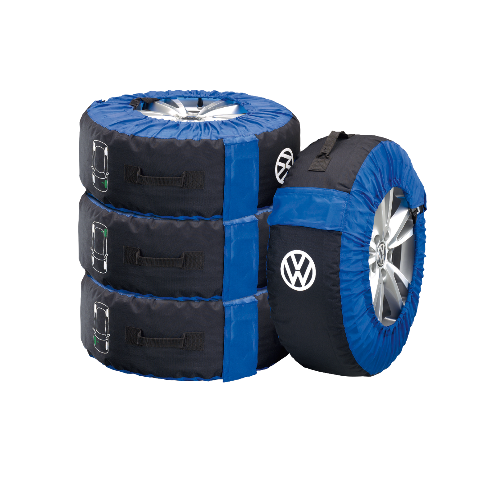 Original VW Reifentaschen für schonenden Transport und werterhaltende Lagerung blau für Kompletträder bis 18 Zoll 000073900
